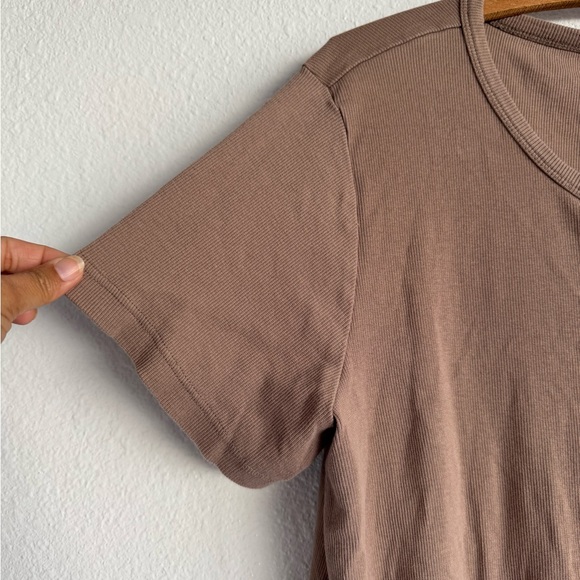 Katie Quinn Organic Cotton Ribbed Henley Tee Tan 3/4 Button NWOT Women’s Size XL - Picture 8 of 10